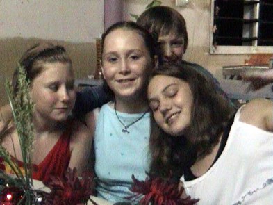 Rachel and friends Xmas 2000